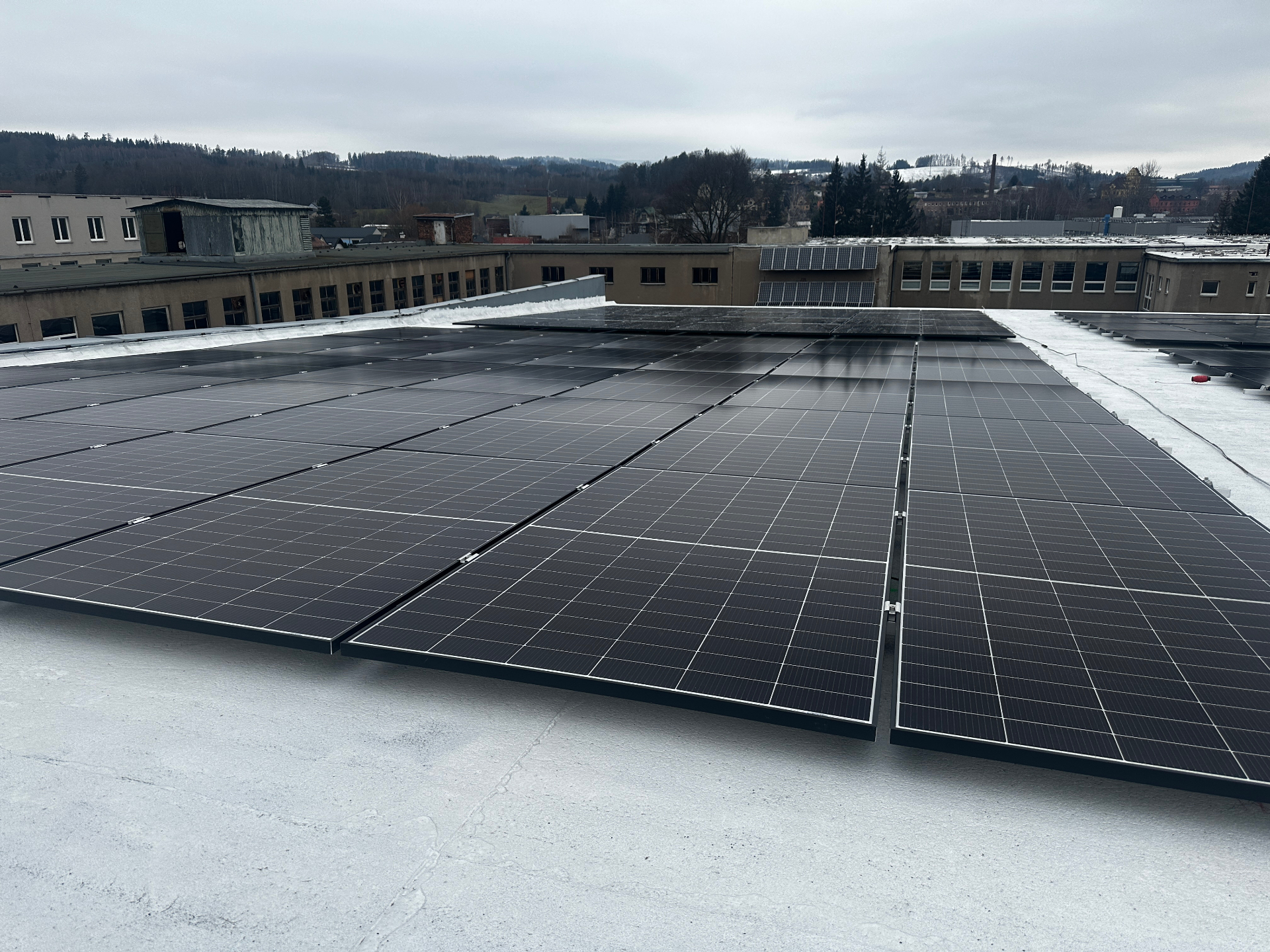 FVE instalace – Provozovna Poříčí, detail panelů